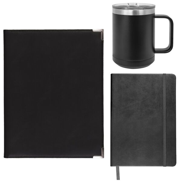 Faux Leather Portfolio + 5" x 8" Journal + 15oz Travel Mug  Thumbnail